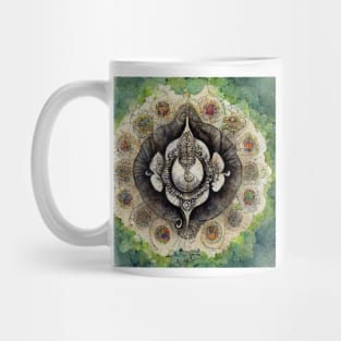 Watercolor Fractal Mandala Elephant Zentangle Mug